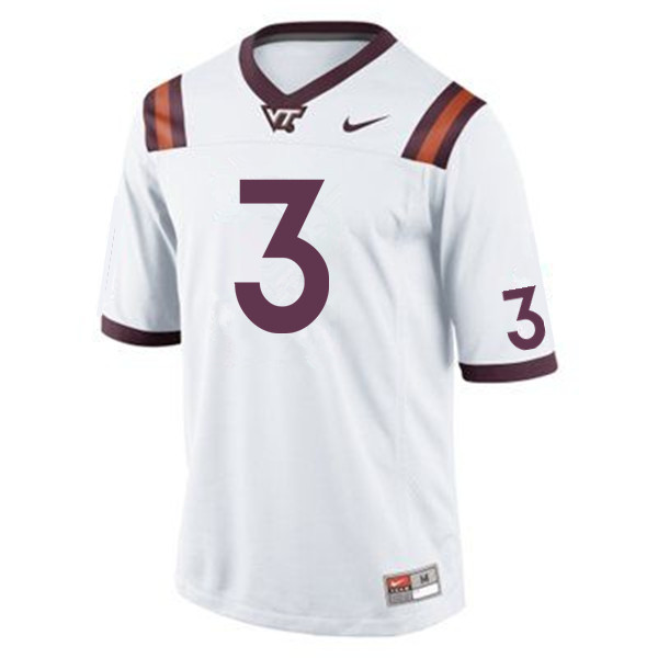 Men #3 Braxton Burmeister Virginia Tech Hokies College Football Jerseys Sale-White